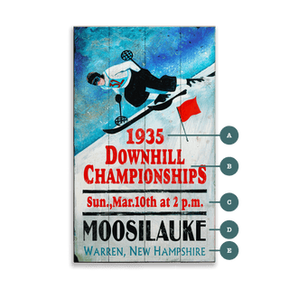 Downhill Ski Championships - Wood & Metal Wall Art Wood & Metal Wall Art Out West Design Wood 8" x 14"