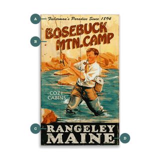 Bosebuck Mountain Camp - Wood & Metal Wall Art Wood & Metal Wall Art Out West Design Wood 8" x 14"
