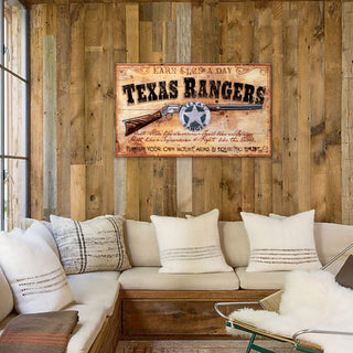 Personalized Texas Rangers Western Sign - Wood & Metal Wall Art