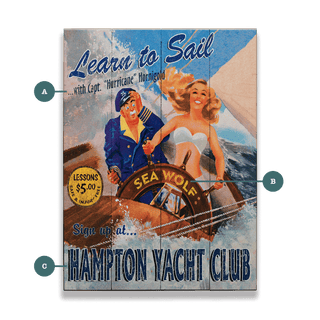Learn to Sail - Wood & Metal Wall Art Wood & Metal Wall Art Out West Design Wood 9" x 12"
