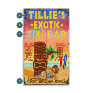 Tillie's Tiki Bar - Wood & Metal Wall Art Wood & Metal Wall Art Out West Design Wood 8" x 14"