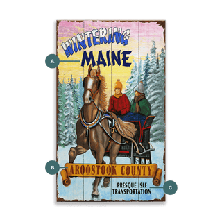 Wintering Maine - Wood & Metal Wall Art Wood & Metal Wall Art Out West Design Wood 8" x 14"