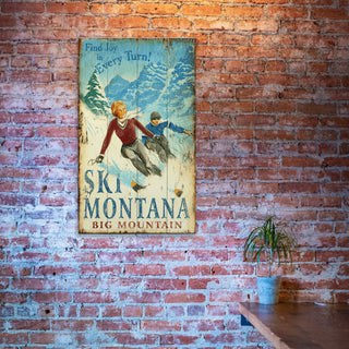 Ski Montana: Find Joy in Every Turn - Wood & Metal Wall Art Wood & Metal Wall Art Out West Design