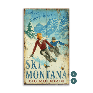 Ski Montana: Find Joy in Every Turn - Wood & Metal Wall Art Wood & Metal Wall Art Out West Design Wood 8" x 14"