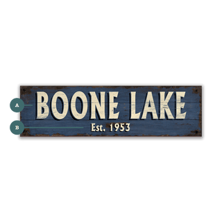 Old Town Charm Sign: Blue - Wood & Metal Wall Art Wood & Metal Wall Art Out West Design Wood 36" x 10.5"