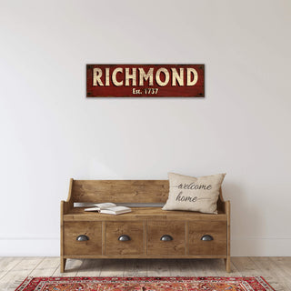 Old Town Charm Sign: Red - Wood & Metal Wall Art Wood & Metal Wall Art Out West Design
