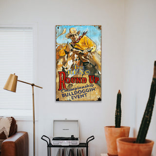 Championship Bulldoggin' Roundup - Wood & Metal Wall Art Wood & Metal Wall Art Out West Design