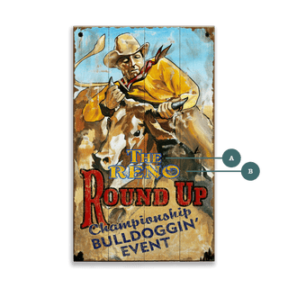 Championship Bulldoggin' Roundup - Wood & Metal Wall Art Wood & Metal Wall Art Out West Design Wood 8" x 14"
