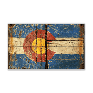 Weathered Colorado Flag - Wood & Metal Wall Art Wood & Metal Wall Art Out West Design Wood 14" x 8"