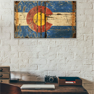 Weathered Colorado Flag - Wood & Metal Wall Art Wood & Metal Wall Art Out West Design