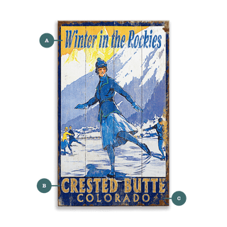 Winter in the Rockies - Wood & Metal Wall Art Wood & Metal Wall Art Out West Design Wood 8" x 14"