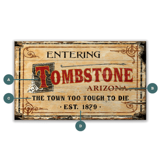 Entering Tombstone - Wood & Metal Wall Art Wood & Metal Wall Art Out West Design Wood 14" x 8"