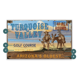 Turquoise Valley Golf Course - Wood & Metal Wall Art Wood & Metal Wall Art Out West Design Wood 14" x 8"
