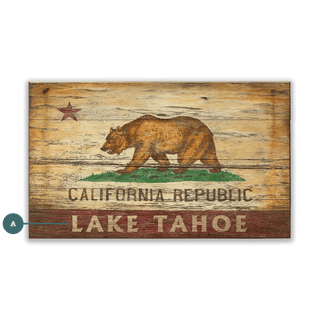 The Republic of California State Flag - Wood & Metal Wall Art Wood & Metal Wall Art Out West Design Wood 14" x 8"