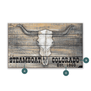 Longhorn Skull - Wood & Metal Wall Art Wood & Metal Wall Art Out West Design Wood 14" x 8"