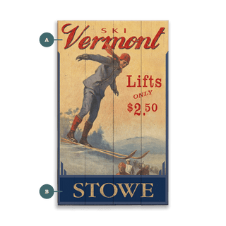 Ski Vermont - Wood & Metal Wall Art Wood & Metal Wall Art Out West Design Wood 8" x 14"