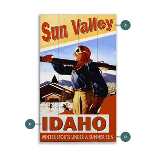 Sun Valley Lodge - Wood & Metal Wall Art Wood & Metal Wall Art Out West Design Wood 8" x 14"