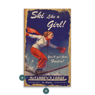 Ski Like a Girl - Wood & Metal Wall Art Wood & Metal Wall Art Out West Design Wood 8" x 14"