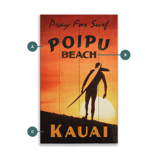 Pray for Surf - Wood & Metal Wall Art Wood & Metal Wall Art Out West Design Wood 8" x 14"
