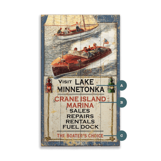Crane Island Marina- Wood & Metal Wall Art Wood & Metal Wall Art Out West Design Wood 8" x 14"