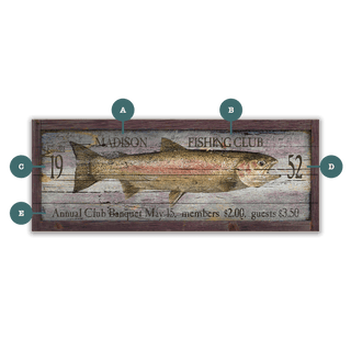 Fishing Club - Wood & Metal Wall Art Wood & Metal Wall Art Out West Design Wood 16" x 7"