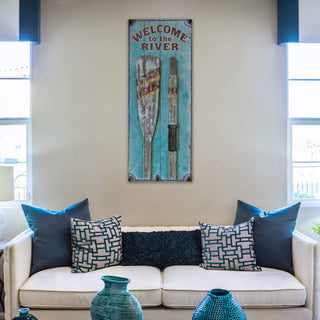 Lake Welcome with Oars - Wood & Metal Wall Art Wood & Metal Wall Art Out West Design