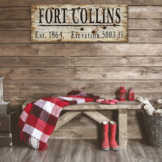 Fort Collins Established & Elevation - Wood & Metal Wall Art Wood & Metal Wall Art Out West Design