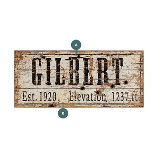 Gilbert - Established & Elevation - Wood & Metal Wall Art Wood & Metal Wall Art Out West Design Wood 16" x 7"