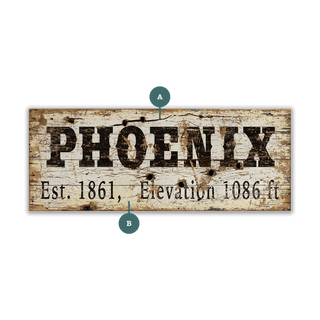 Phoenix Established & Elevation - Wood & Metal Wall Art Wood & Metal Wall Art Out West Design Wood 16" x 7"
