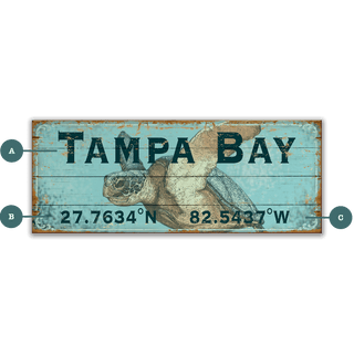 Sea Turtle Latitude - Wood & Metal Wall Art Wood & Metal Wall Art Out West Design Wood 16" x 7"