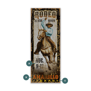 All Star Review Rodeo - Wood & Metal Wall Art Wood & Metal Wall Art Out West Design Wood 7" x 16"