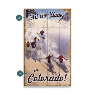 Hit the Slopes - Wood & Metal Wall Art Wood & Metal Wall Art Out West Design Wood 8" x 14"