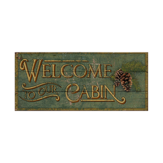 Cabin Welcome - Wood & Metal Wall Art Wood & Metal Wall Art Out West Design Wood 16" x 7"