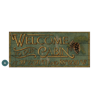Cabin Welcome with Coordinates - Wood & Metal Wall Art Wood & Metal Wall Art Out West Design Wood 16" x 7"