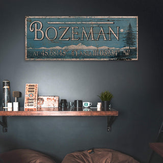 Moonlit Mountains Latitude - Wood & Metal Wall Art Wood & Metal Wall Art Out West Design