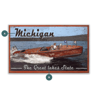 The Great Lakes State Vintage Boating Sign - Wood & Metal Wall Art