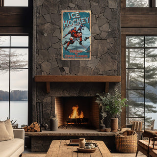 Ice Hockey Breakaway - Wood & Metal Wall Art