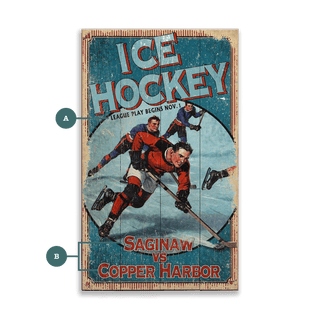 Ice Hockey Breakaway - Wood & Metal Wall Art