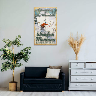 Retro Ski Adventures - Wood & Metal Wall Art Wood & Metal Wall Art Out West Design