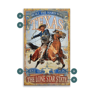 Lone Star State Cowboy - Wood & Metal Wall Art Wood & Metal Wall Art Out West Design Wood 8" x 14"