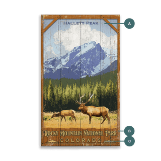 Rocky Mountain National Park: Hallett Peak - Wood & Metal Wall Art Wood & Metal Wall Art Out West Design