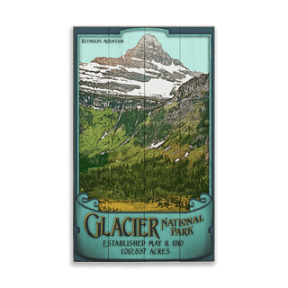 Reynolds Mountain at Glacier National Park: Smooth Finish - Wood & Metal Wall Art Wood & Metal Wall Art Out West Design Wood 8" x 14"