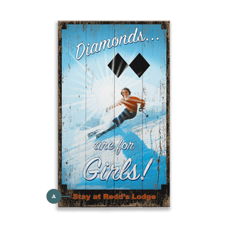 Ski Diamonds - Wood & Metal Wall Art Wood & Metal Wall Art Out West Design Wood 8" x 14"