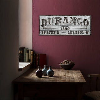 Durango Western Town Established & Coordinates - Wood & Metal Wall Art Wood & Metal Wall Art Out West Design