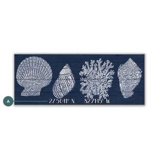 Seashell Latitude - Wood & Metal Wall Art Wood & Metal Wall Art Out West Design Wood 16" x 7"