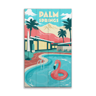Palm Springs Pool: Clean - Wood & Metal Wall Art Wood & Metal Wall Art Out West Design Wood 8" x 14"