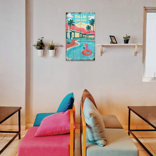 Palm Springs Pool: Distressed - Wood & Metal Wall Art Wood & Metal Wall Art Out West Design