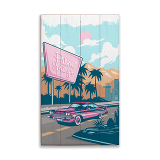 Cruising Through Retro Paradise: Clean - Wood & Metal Wall Art Wood & Metal Wall Art Out West Design Wood 8" x 14"