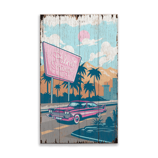 Cruising Through Retro Paradise: Distressed - Wood & Metal Wall Art Wood & Metal Wall Art Out West Design Wood 8" x 14"