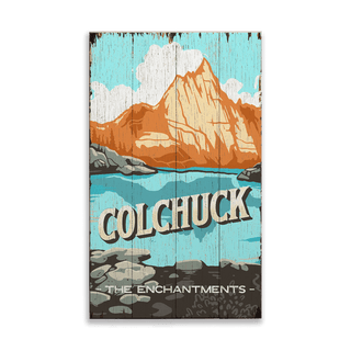 Colchuck: The Enchantments: Distressed Finish - Wood & Metal Wall Art Wood & Metal Wall Art Out West Design Wood 8" x 14"
